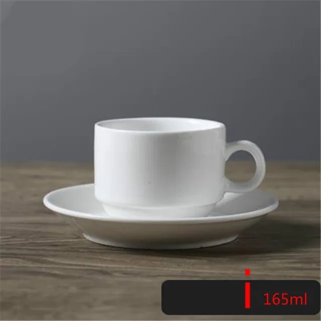 Luxurious Highend Pure white Coffee cups saucers ceramic set classic