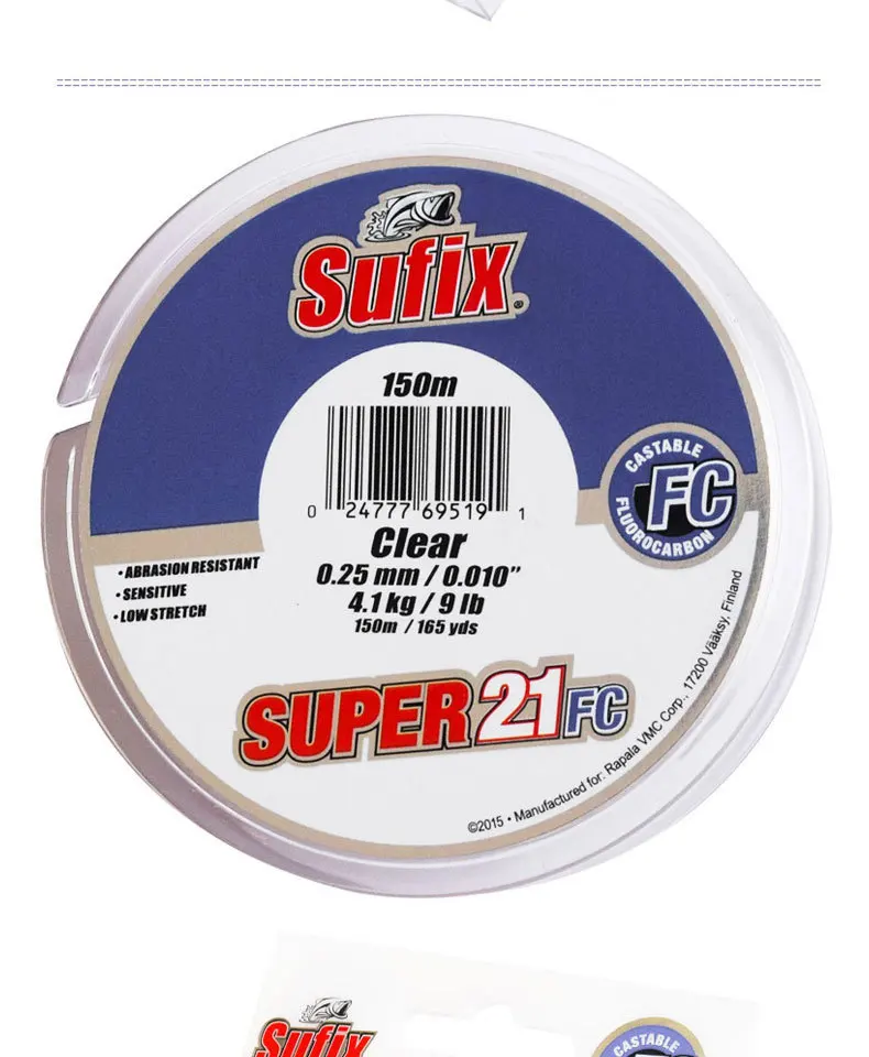 SUFIX супер 21FC 150 м супер сильная настоящая фторуглеродная леска углеродная леска Передняя проволока прозрачная Моноволокно