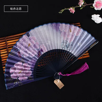 Китайский стиль, Ретро стиль, складной веер, летний женский веер, вечерние веера для танцев, древний толстый, но свободно тканый шелковый жакет - Цвет: A19