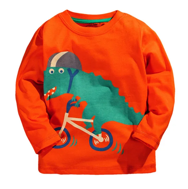 New 2017 Branded Orange dinosaurs Baby Boys t shirts Kids Clothing