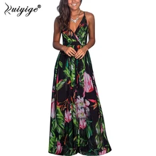Ruiyige 2019 Summer Long Maxi Floral Dress Print Boho Beach Dress V-Neck Spaghetti Strap Dress Tunic Maxi Dress Women Ruiyige 2019 Summer Long Maxi Floral Dress Print Boho Beach Dress V-Neck Spaghetti Strap Dress Tunic Maxi Dress Women