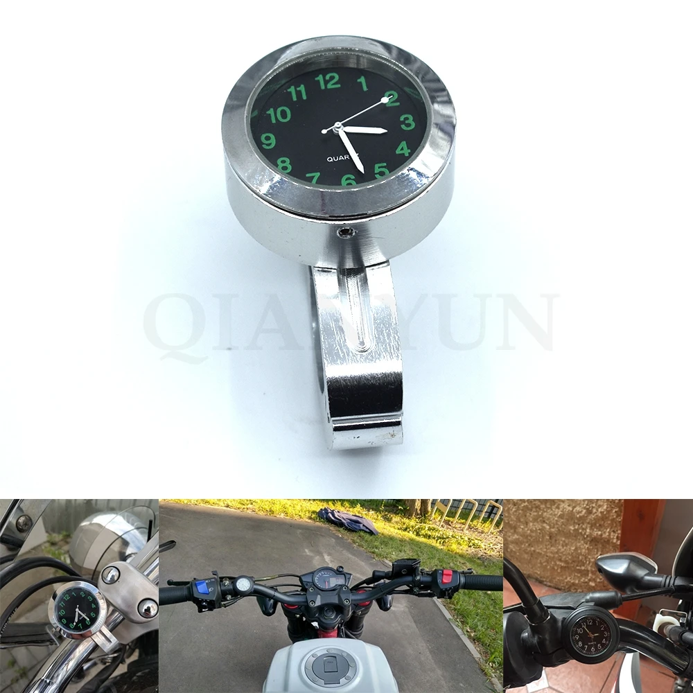 

7/8" 22mm Motorcycle Handlebar Black Dial Clock for Honda Shadow Cruiser for Ducati Piaggio Apulia Waterproof Clock