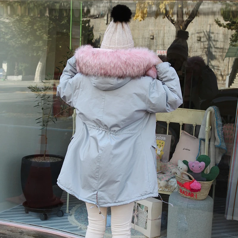 AYUNSUE, Женская парка, зимняя куртка, женское корейское длинное пальто, свободный большой меховой воротник, хлопковое пальто, женские парки, Chaqueta Mujer KJ686