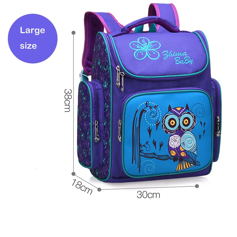 Детский школьный рюкзак для мальчиков, рюкзак с рисунком совы для девочек, рюкзаки с рисунком бабочки, Детская сумка, космические школьные сумки, класс 1-6 - Цвет: owl large