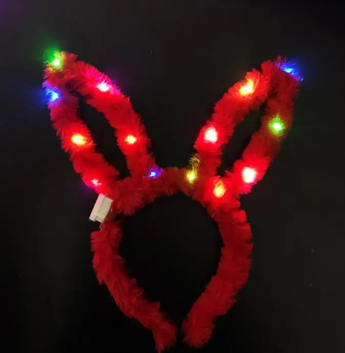 Ideal para Todo el Mundo chenpaif Diadema de Felpa con Orejas de Conejo Luces LED para el Pelo 