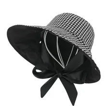 Maylisacc женская панама летние шляпы для рыбалки для девочек Повседневная Рыбацкая Кепка двухсторонняя решетка Солнцезащитная шляпа Kpop хип хоп Панама