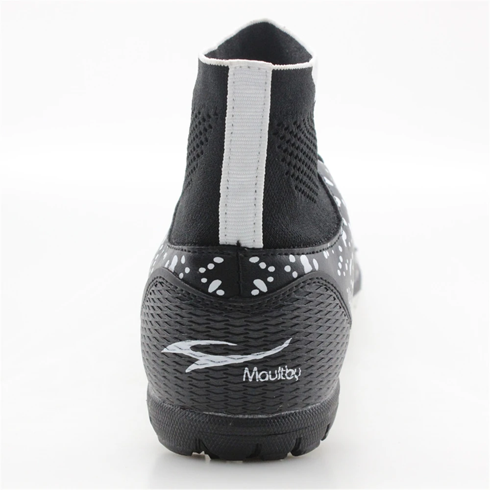 Мужские футбольные бутсы Maultby черные и белые с высокой подошвой #08W|soccer cleats|indoor