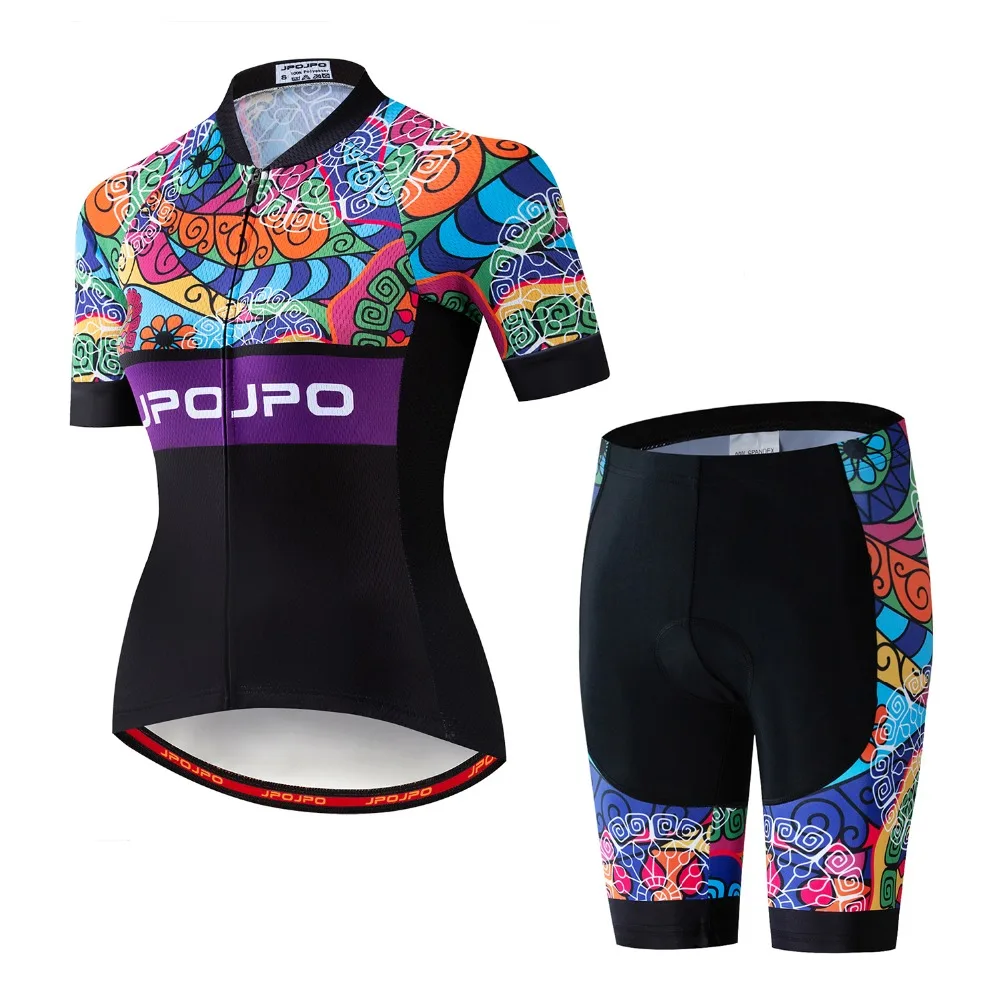 2019 MTB Bike Jersey bib shorts set Ropa Ciclismo maillot Women Cycling jersey Suit bicycle Top shirts Bottom Female wear Blue