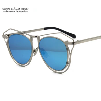 

Free Shipping Fashion Sunglasses Design Oval Shape Metal Frame And Hollow Eyebrows For Lady J910