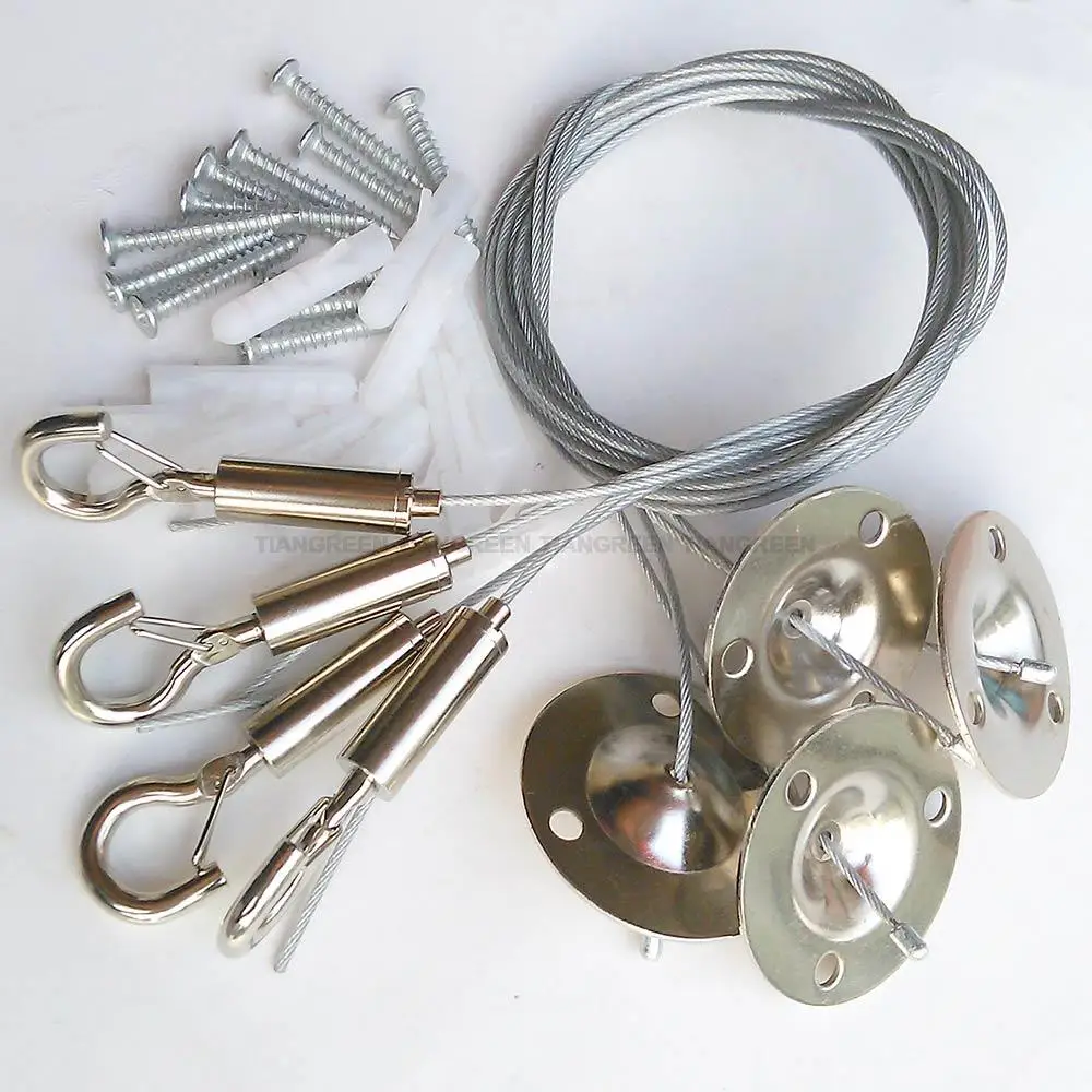 

Industrial Tools Steel Wire Rope with lock Hook for Lighting Hanging Ceiling Mount Hanger 4PCS [Tiangreen]