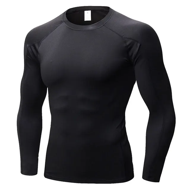 Mens Long Sleeve Elastic Sports Tops Fitness Running Training Quick Dry SPSYL0017 in TShirts