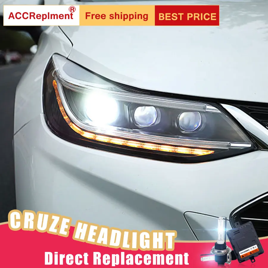 Светодиодные фары 2 шт. для chevрол Cruze 2018 светодиодный Автомобильные ангельские