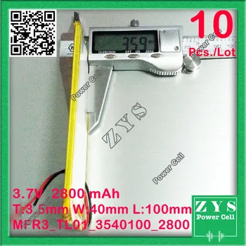 

Safety Packing (Level 4) 10 pcs. 3540100 3.7V 2800mah Lithium Battery with Protection Board For PDA Tablet PCs Digital Products