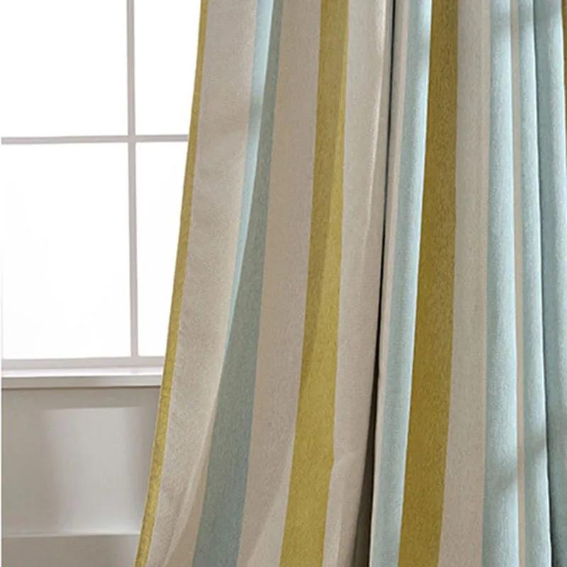 Современные короткие Шторы льняные ткани затемненные оконные занавески многоцветные полосатые декоративные занавески s для гостиной спальни