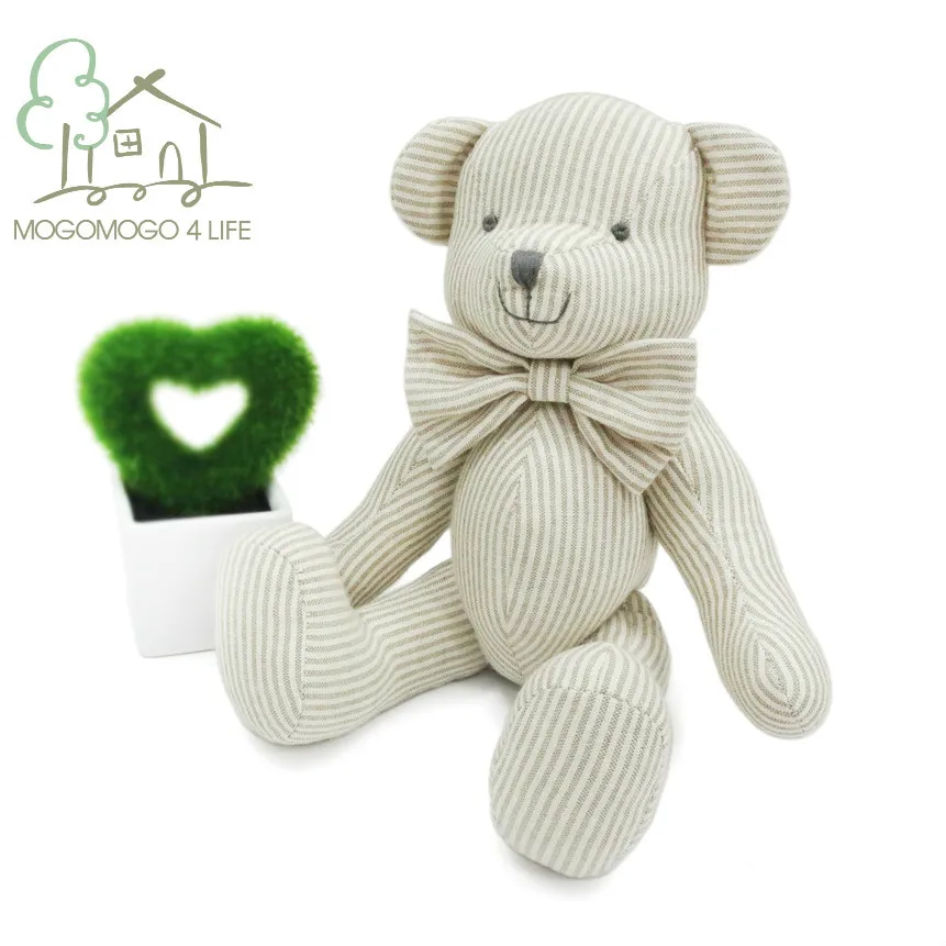 Роскошная тканевая игрушка плюшевого мишки из LinenCotton милая бежевая кукла ручной