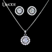 UMODE Rhodium plated Jewelry Sets With Top Grade Cubic Zirconia Stud Earrings and Necklaces Set For Women AUS0014