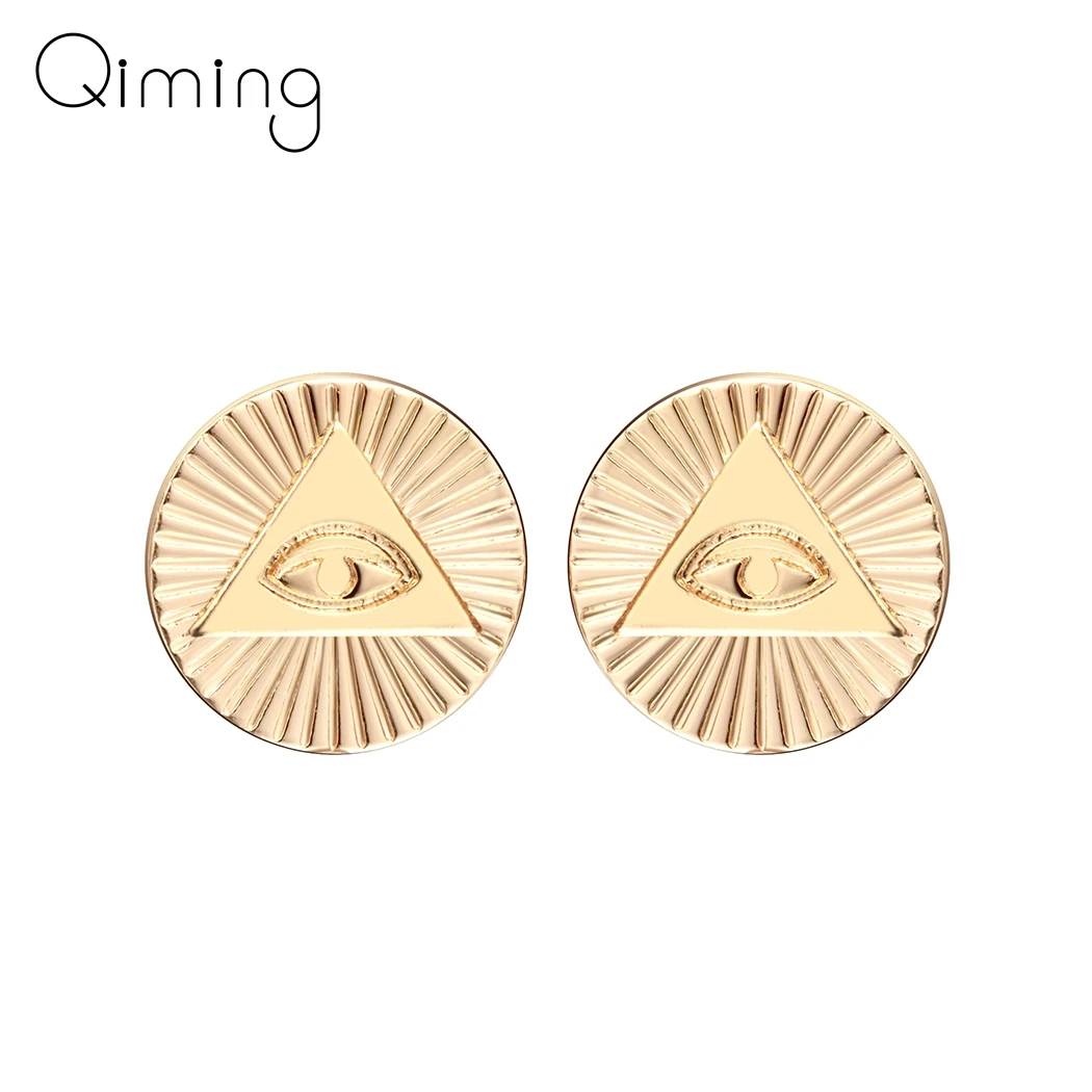 

Seeing Evil Eyes Earrings Illuminati Gold Eye of God Eye of Providence Third Eye Stud Vintage Earrings For Women Party Gift