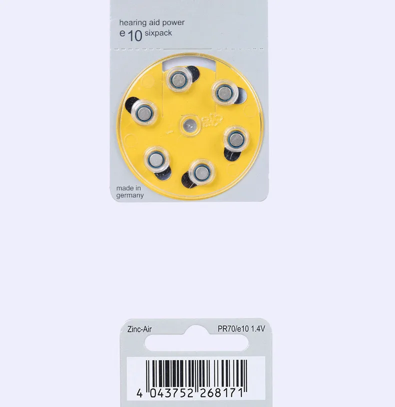 Hearing Aid Power E10 Battery A10 Coin Cell PR7 Zinc Air Button Cell Batteries for Cofoe Hearing Aid