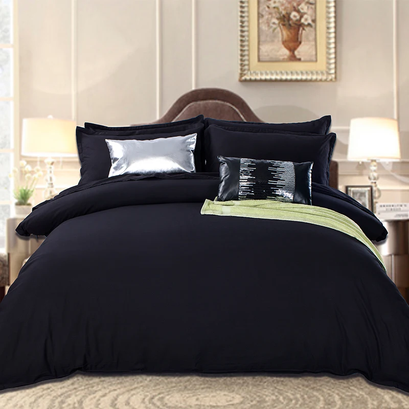 Black Bedding Set in King Queen Size Luxurious Silk Bed ...
