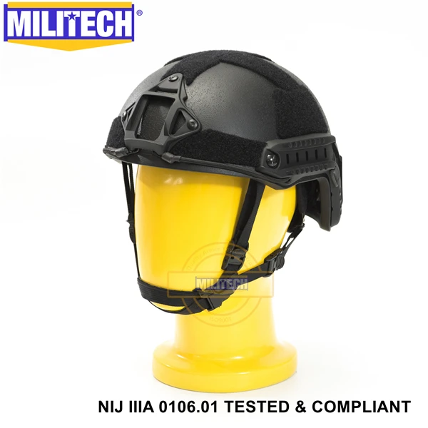Militech баллистический шлем NIJ уровень IIIA 3A ISO сертифицированный Быстрый OCC циферблат High Cut XP Cut арамидный пуленепробиваемый шлем с HelmetBag - Цвет: BLACK