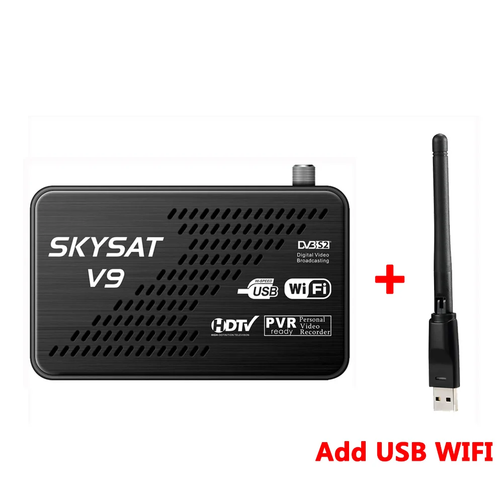 SKYSAT V9 мини DVB-S2 Full HD спутниковый ресивер Поддержка CCCam Newcam autoroll Powervu Biss ключ WiFi 3g Youtube USB PVR рецептор - Цвет: add RT5370 usb wifi