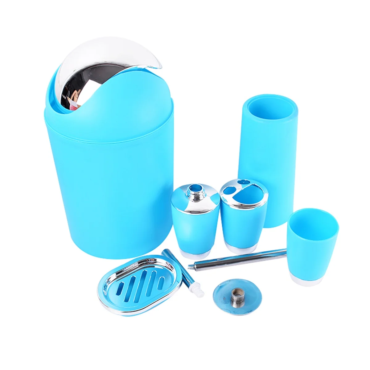 1set 6pcs Bathroom Accessory Set Mouthwash Soap Toothbrush Holder Washing Tools Bottle Waste Bin Toilet Brush Household Articles | Дом и сад