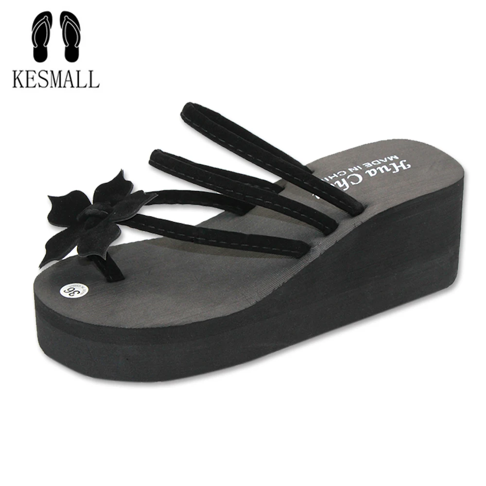 

KESMALL 2017 New Ultra High Heels Beach Slippers Summer Style Wedge Platform Sandals for Women Huarache Flip Flops Woman WS100