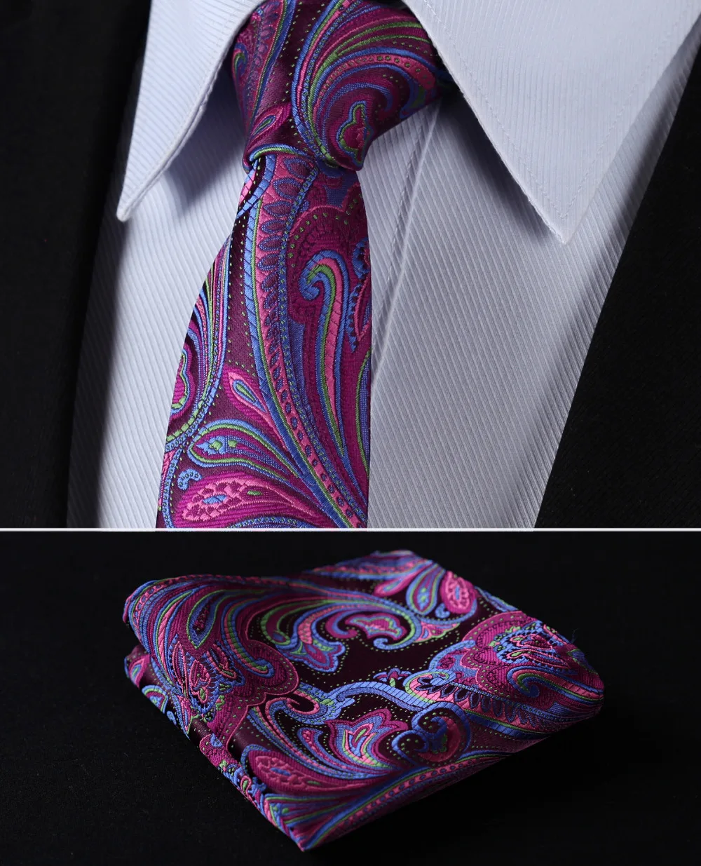 TF451H7 Hot Pink Green Floral 2.75" 100Silk Woven Slim Skinny Narrow