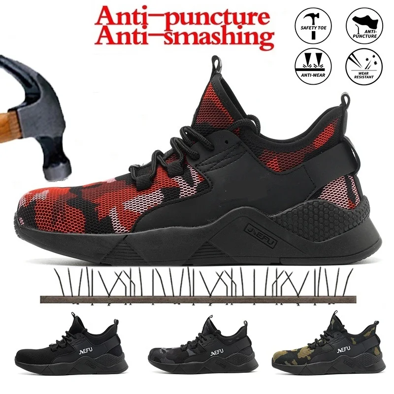 

Hohner Men's Safety Steel Toe Cap Work Shoes Fashion Lightweight Summer Security Breathable Camouflage Outdoor Sports Protective