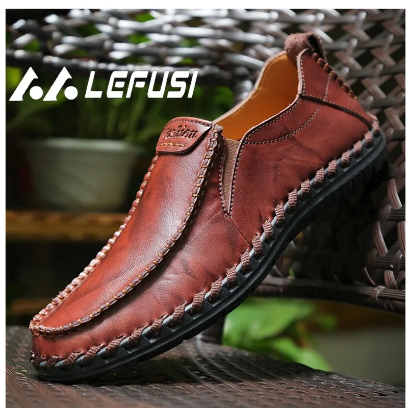 New Style Handmade Men's Casual Leather Shoes Chaussures Hommes En Cuir Slip On Light Comfortable Outdoor For Men Summer | Обувь
