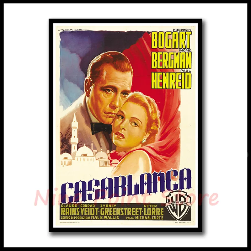 Голливудская классика любовь фильм Casablanca бумага с покрытием плакат наклейки на стену украшение дома современный стиль бескаркасные - Цвет: Серебристый