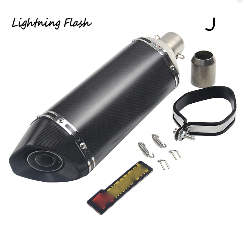 Универсальный 38-51 мм глушитель выхлопной трубы мотоцикла 470 мм хвост Escape съемный дБ убийца из нержавеющей стали углеродное волокно модифицированный - Цвет: J