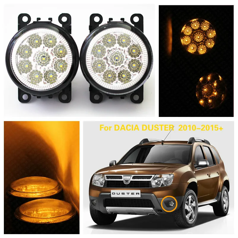 For DACIA DUSTER 2010 2015+ Car styling LED Highlighting the front bumper fog lamps yellow drl