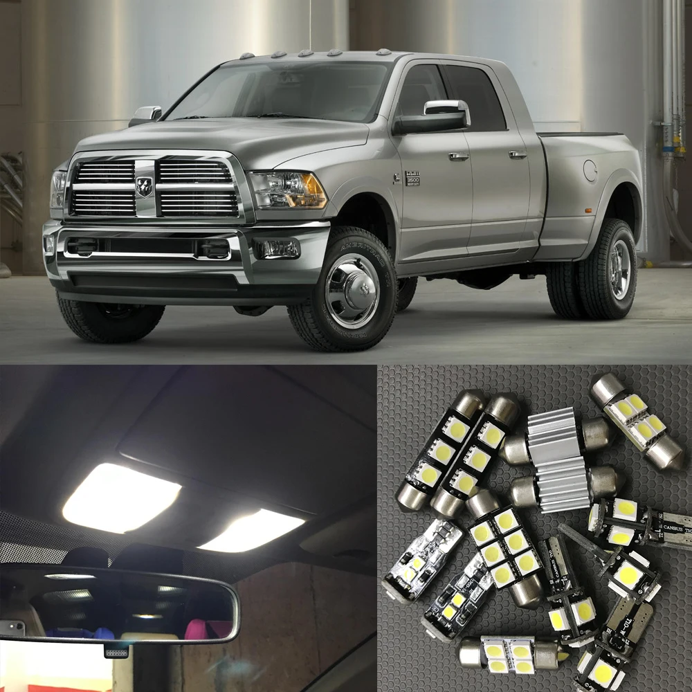Us 8 01 11 Off 7pc White Car Led Light Bulbs Interior Canbus Kit For 2008 2009 2010 Dodge Ram 1500 2500 3500 Map License Plate Lamp Car Styling In