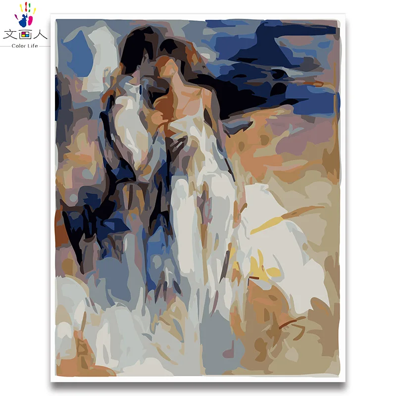 Раскраска по номерам целующийся любовник цифровая живопись по номерам Абстрактная фигура холст цифры Живопись картины по номерам в рамке - Цвет: 2059