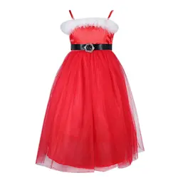 Новый год платье принцессы Милые для маленьких девочек s длинные красные рождественские платья Симпатичные для маленьких девочек тюль