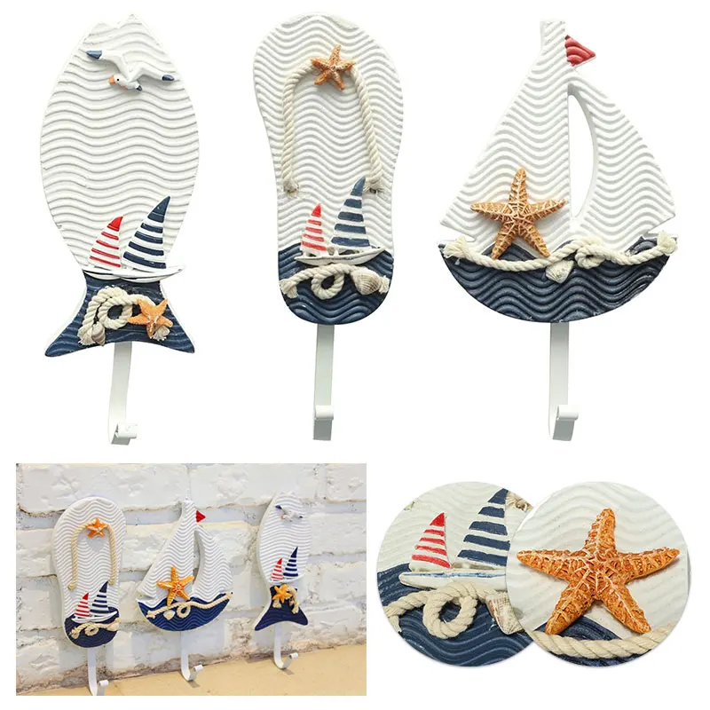

Fish Hanging Decoration Hanger Hook Mediterranean Craft Living Room Nautical Holder Window DIY Bathroom