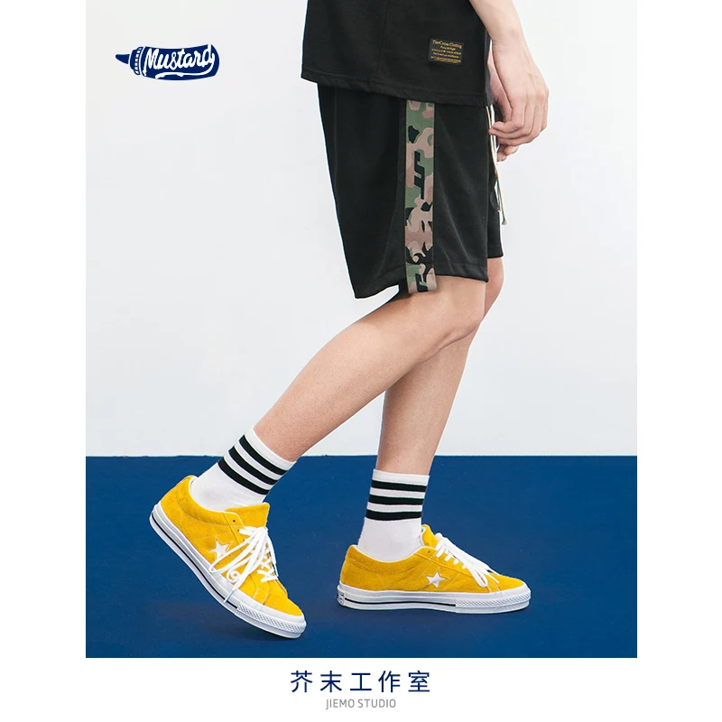 

SANDAWATER Casual shorts men's tide brand Bermuda shorts camouflage side stripes men's shorts elastic waist loose street shorts
