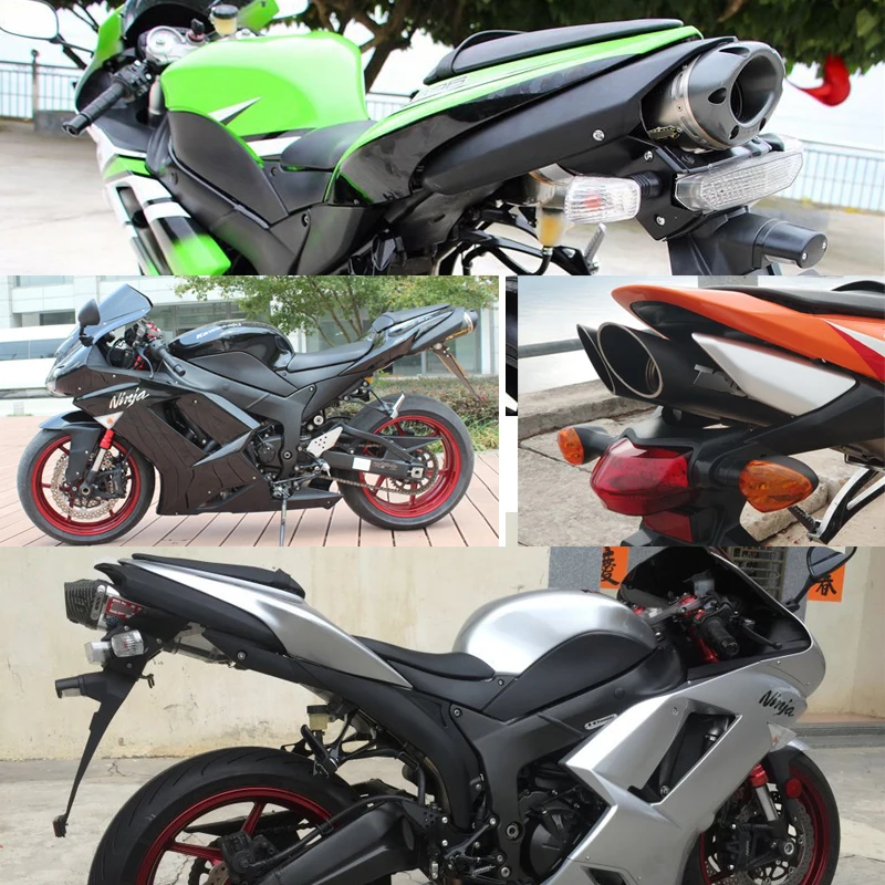 Para 2004-2008 Kawasaki ZX6R ZX636 tubo de escape bajo el asiento antideslizante en 51mm de la motocicleta de medio enlace No DB asesino Escape modificado