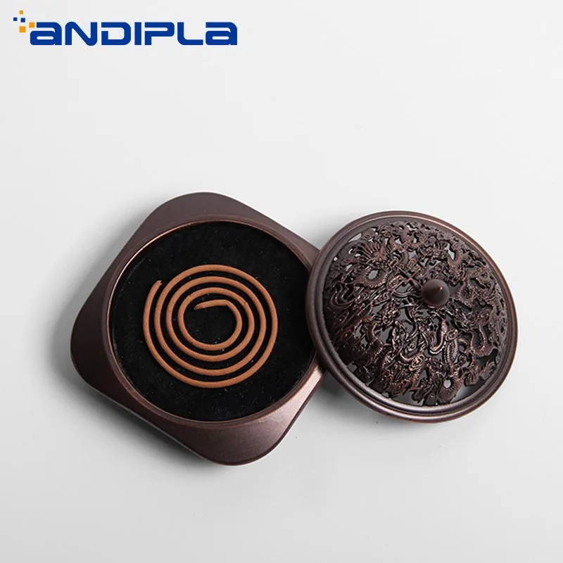 Vintage Sandalwood Plate Incense Burner Coil Incense Holder Joss Stick