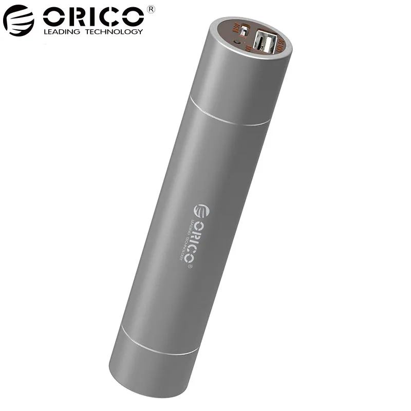 ORICO 2600mAh Premium Aluminum Ultra Slim Lipstick-Sized Portable Charger Power Bank Backup Battery Pack with Flashlight