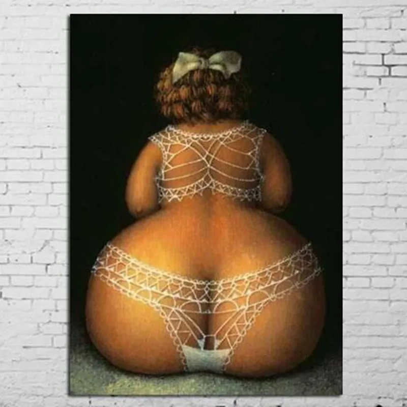 Hand-painted Abstract Sexy Big Hip Canvas Painting Pictures Modern Home Decor Wall Art Handmade Nude Plump Woman Oil Paintings