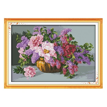 

Joy Sunday crossstitch The blossoming flower vase DMC14CT11CT cottonfabric readingroom hotel home painting factory wholesale