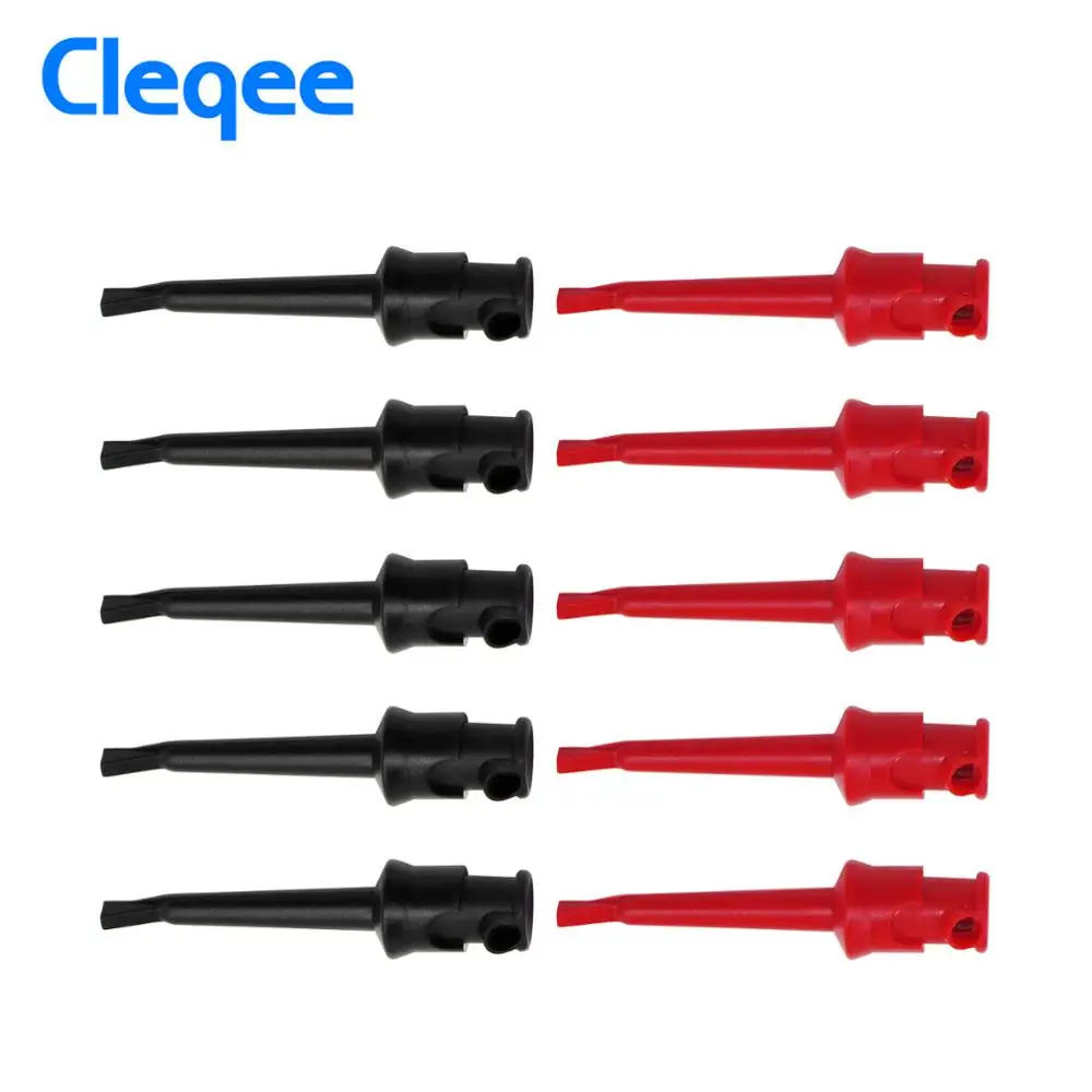 Cleqee P5002 10 шт. мультиметр хорошее качество тесты крюк зажим провода комплект Захваты зонд SMT/SMD IC D20 кабель сварки - Цвет: red black