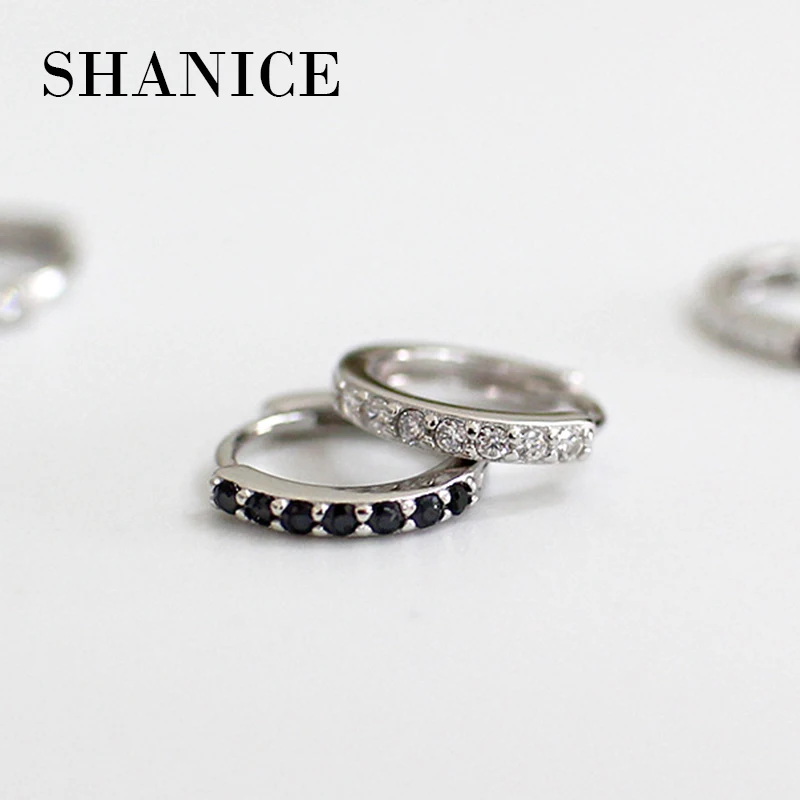 

SHANICE 100% Real Pure 925 Sterling Silver Round Cut CZ With Micro Zirconia Cluster Hoop Earrings for Women Crystal Earirings