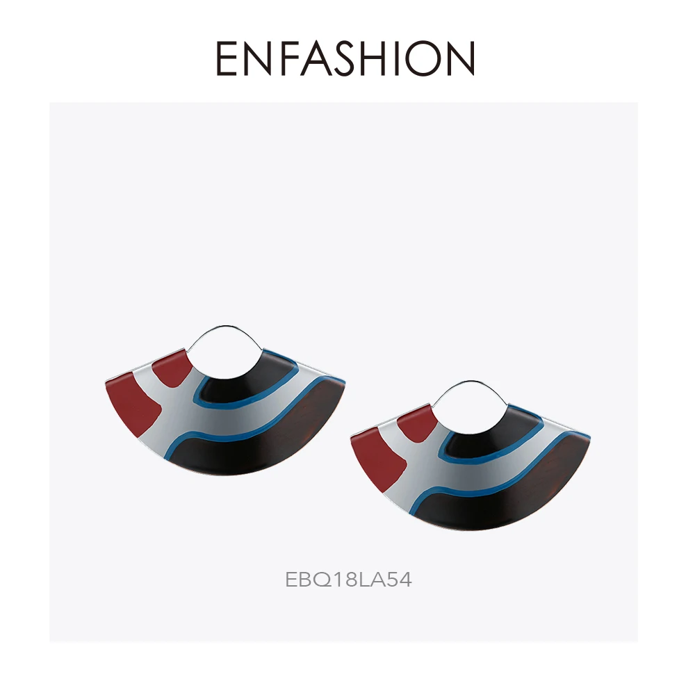 Enfashion, лаковые художественные сережки, ручная роспись, висячие серьги для женщин, большая Веерная форма, Винтажные серьги, модное ювелирное изделие Oorbellen EBQ18 - Окраска металла: EBQ18LA54