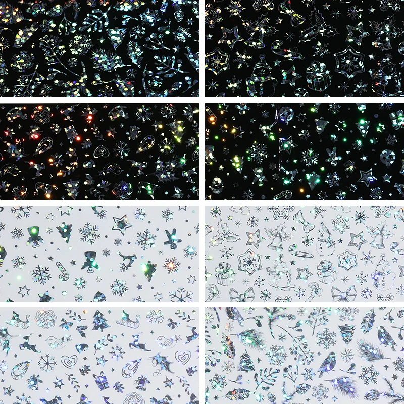 1 мешок Фольга для ногтей наклейки Рождество перо колокольчик дизайн ногтей наклейки маникюр Дизайн ногтей