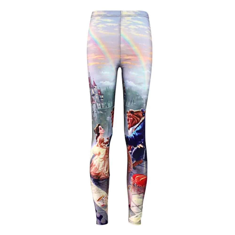 

Elastic Casual Pants 3D Digital Printing Beauty and the Beast Pattern Women Leggings 7 sizes Fitness Clothing Free Shipping