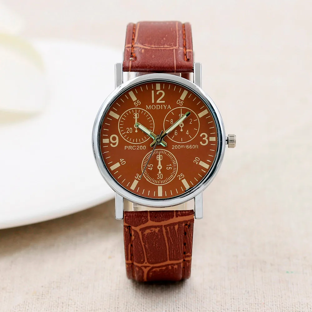 

Men Watch Six Pin Quartz Blue Glass Belt Watch Mens Reloj Hombre 2019 men wristwatch clock relogio masculino