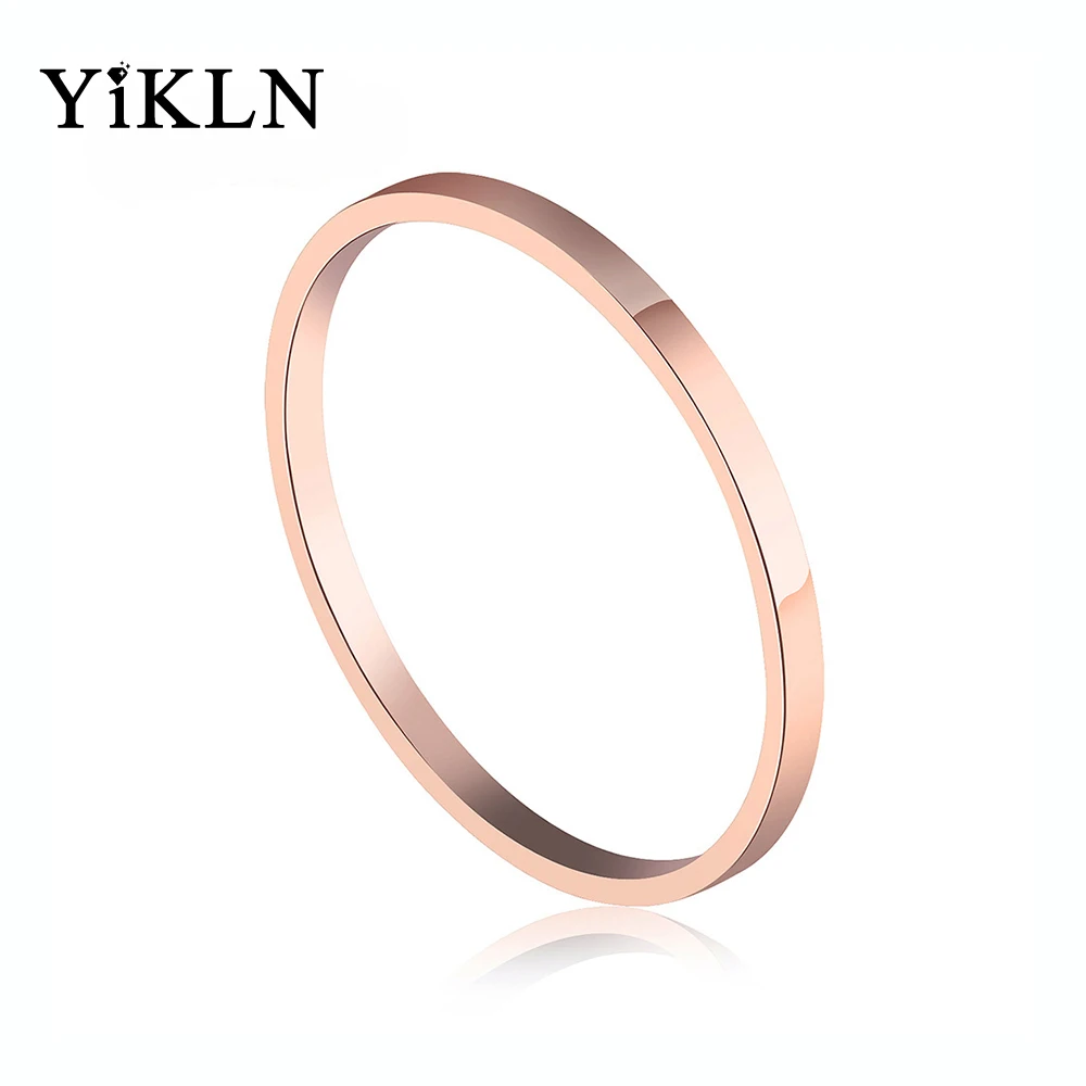 

YiKLN Simple Design Titanium Steel Finger Rings For Women Girls Rose Gold Color Mixed Size 1.5mm Width Ring Jewelry Anel OGJ515
